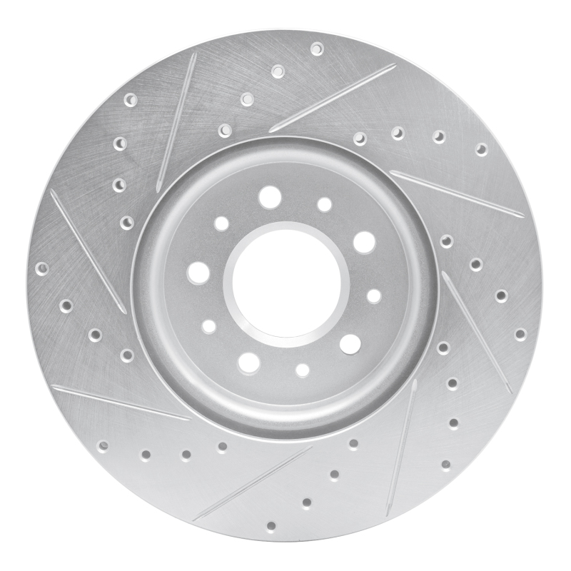 Buick LaCrosse Brake Rotor (1) - Front Right - R1 Concepts - Drilled & Slotted - Silver - `16-`21